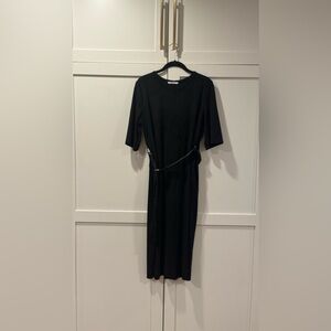 Zara Suede Dress - Black with faux leather belt